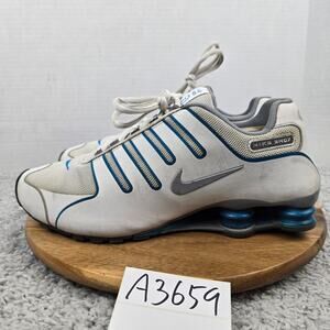 Nike Mens 12 Shox NZ White Blue Gray Athletic Casual Training Shoe 543221-100
